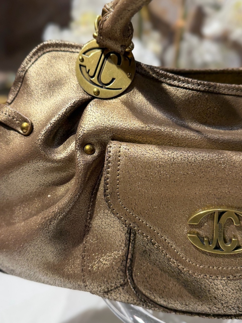 Just Cavalli Metallic Bronze Shoulder Bag - Picture 4 of 14